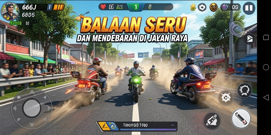 Tampilan gameplay seru dari 666J dengan suasana balap yang menegangkan.