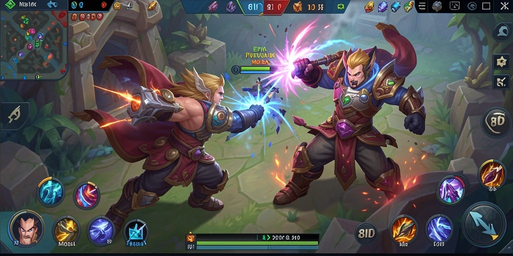 Tangkapan layar dari gameplay mendebarkan dalam 8ID yang menunjukkan pertarungan heroik.