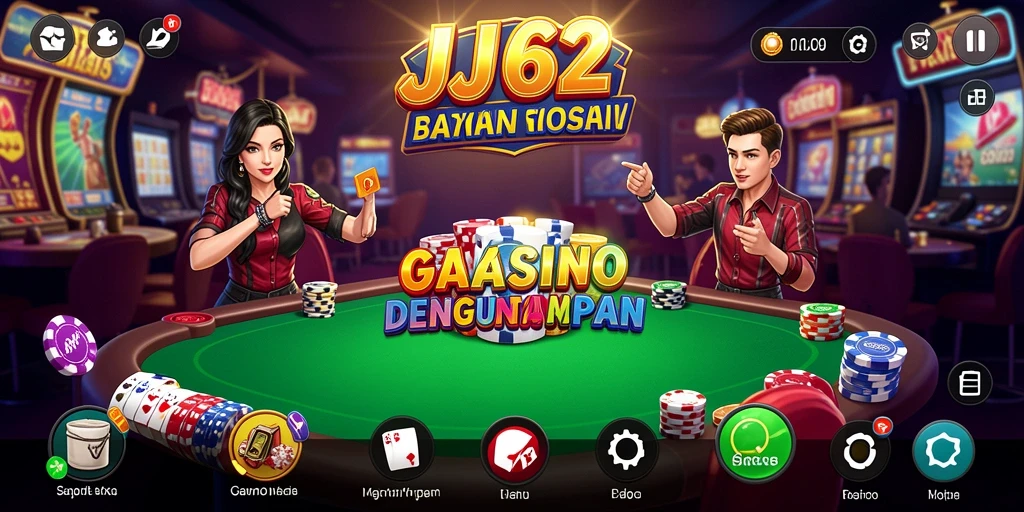Screenshot gameplay <strong>JJ62</strong> yang menunjukkan suasana kasino yang mendebarkan.