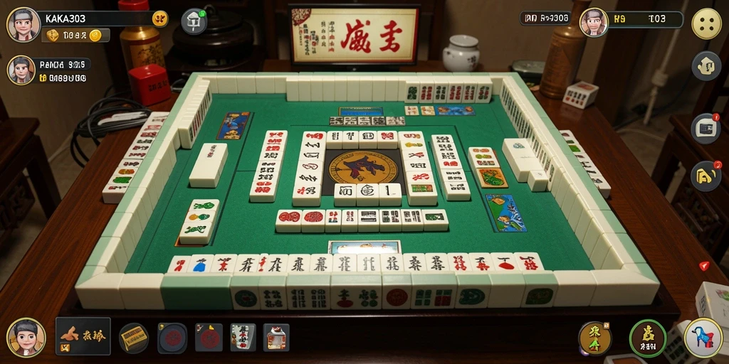 Tampilan gameplay menarik dari KAKA303 yang menampilkan susunan Mahjong.