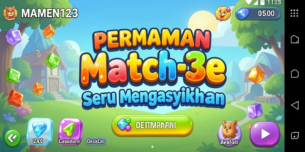 Tampilan gameplay seru dalam MAMEN123 yang penuh warna.