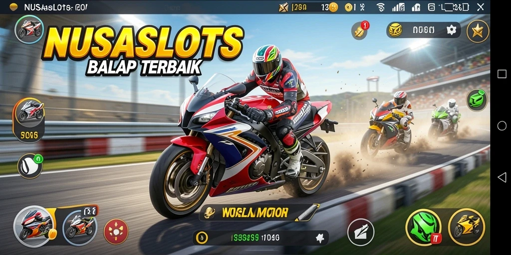 Tampilan menarik dari gameplay balap motor NUSASLOTS yang menampilkan adrenalin tinggi.