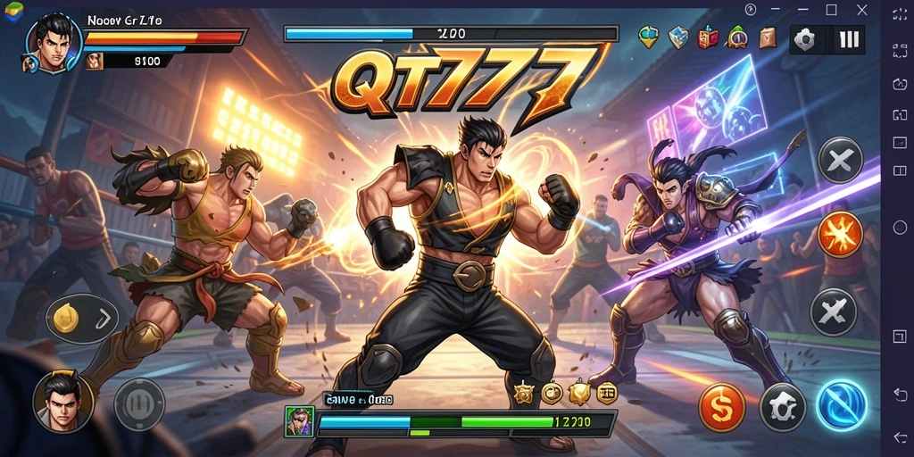 Tampilan aksi seru dalam gameplay QT777 saat bertarung.