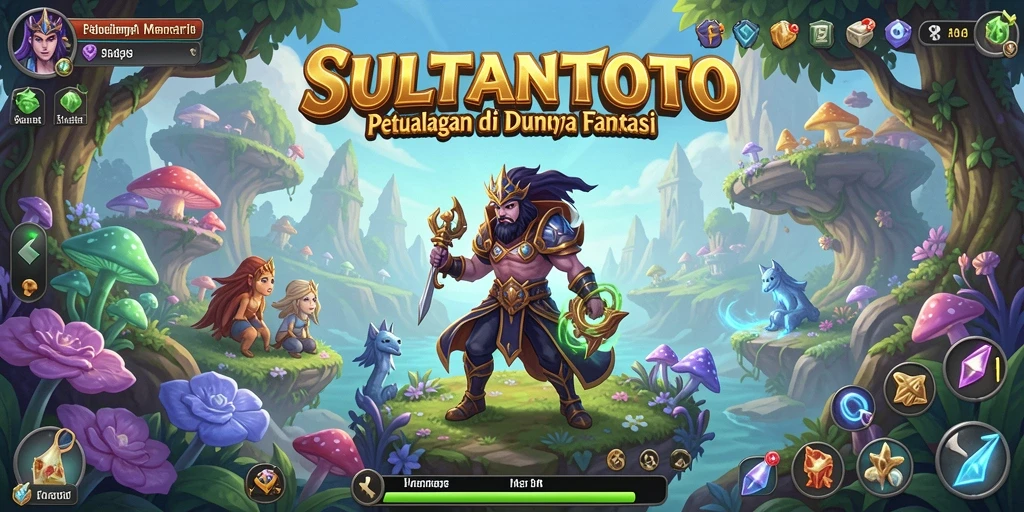 Screenshot utama SULTANTOTO menampilkan karakter heroik dalam petualangan yang menantang.