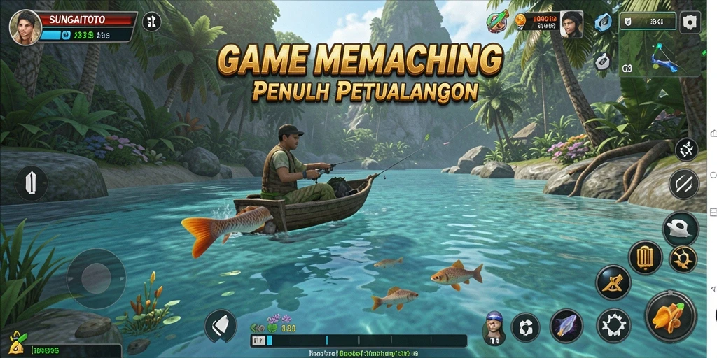 Gameplay SUNGAITOTO dengan aksi menangkap ikan yang seru.